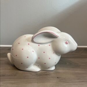 Tiffany & Co. White and Pink Ceramic Bunny Bank •Retired